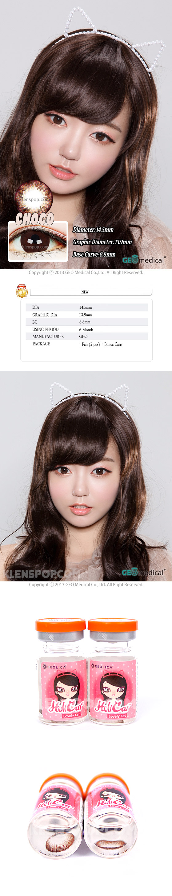 Description Imges of Geo Holicat Lovely Choco Prescription Colored Contacts